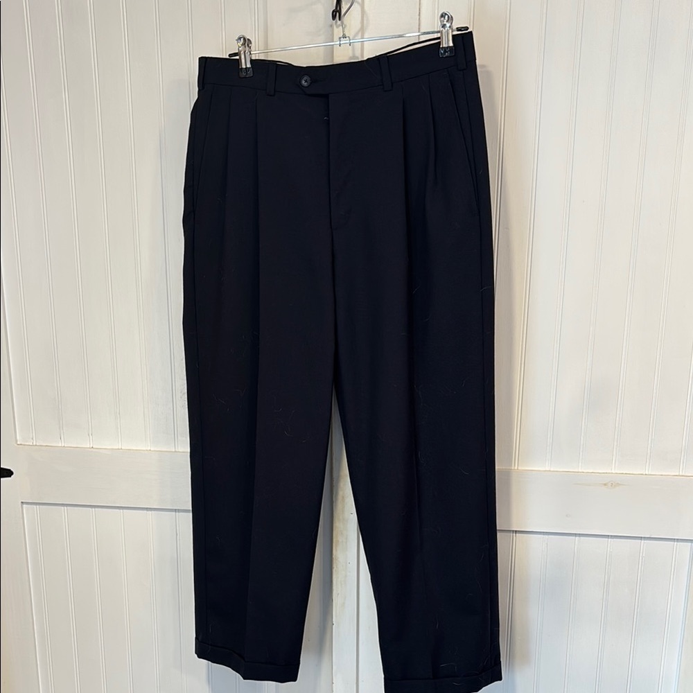 John Alexander Classic Black, wool blend Pleated Trousers size 32 short